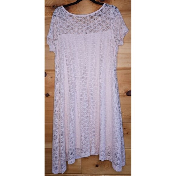 Lane Bryant Womens Plus Size 14/16 Pale Pink Lace Knee Length Short Sleeve Dress - Picture 4 of 10